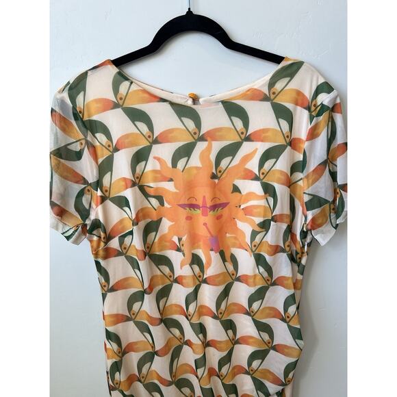 Farm Rio x Anthropologie Farm Rio Printed Toucan Sun Mesh Dress, Sz XL - Read - Picture 5 of 12